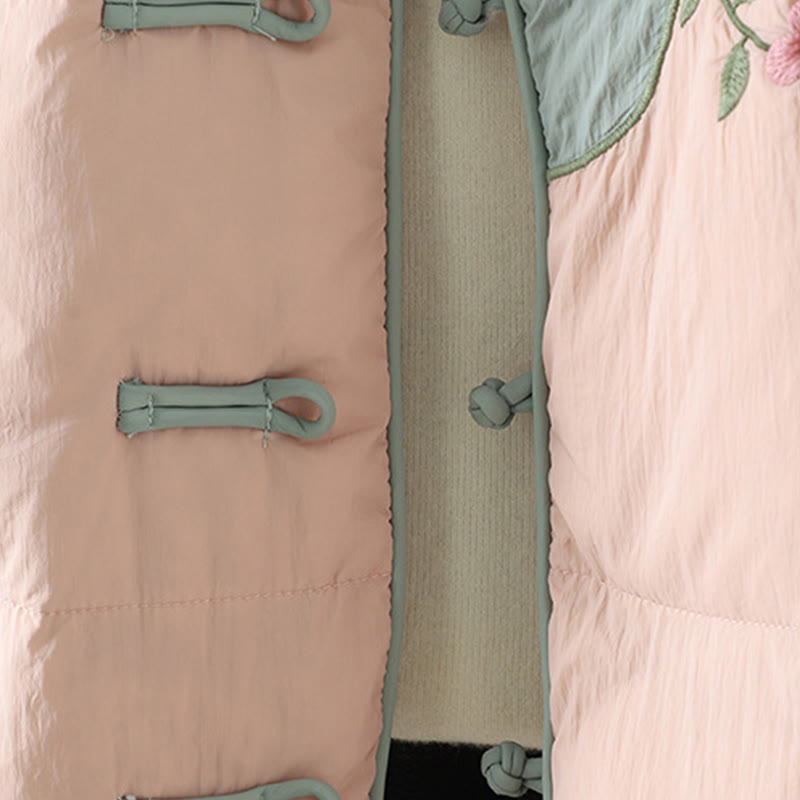 Buddha Stones , Pfirsichblütenstickerei, Froschknopfleiste, langärmelige Thermojacke für Damen mit Taschen - image 10