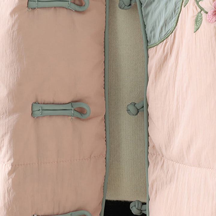 Buddha Stones , Pfirsichblütenstickerei, Froschknopfleiste, langärmelige Thermojacke für Damen mit Taschen - image 10