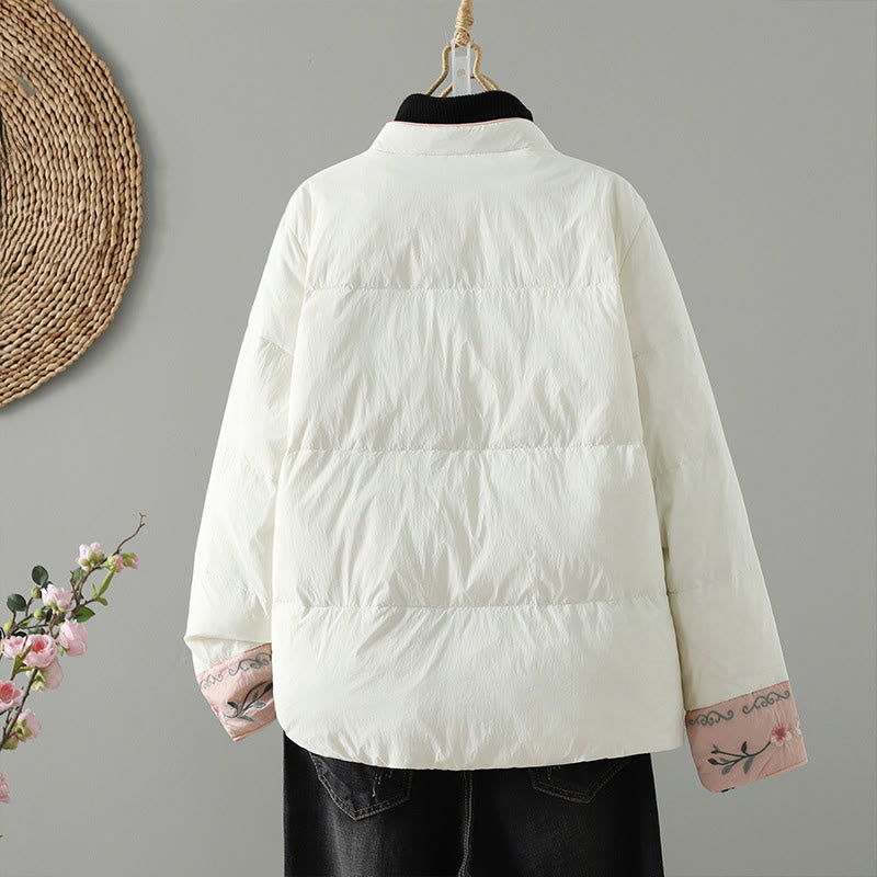 Buddha Stones , Pfirsichblütenstickerei, Froschknopfleiste, langärmelige Thermojacke für Damen mit Taschen - image 16