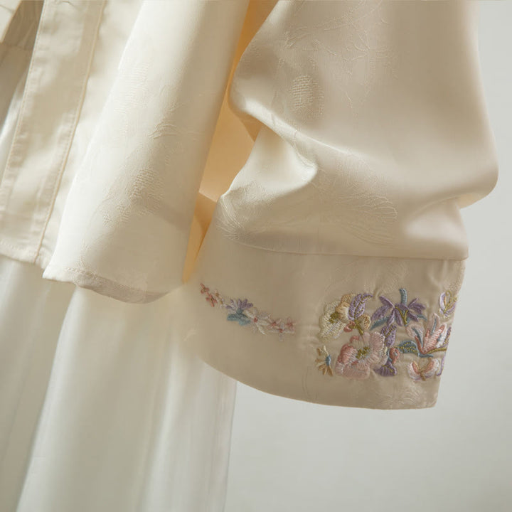 Damenjacke mit Buddha Stones , Herbstblumenstickerei, Froschknopf-Design und langen Ärmeln - image 8