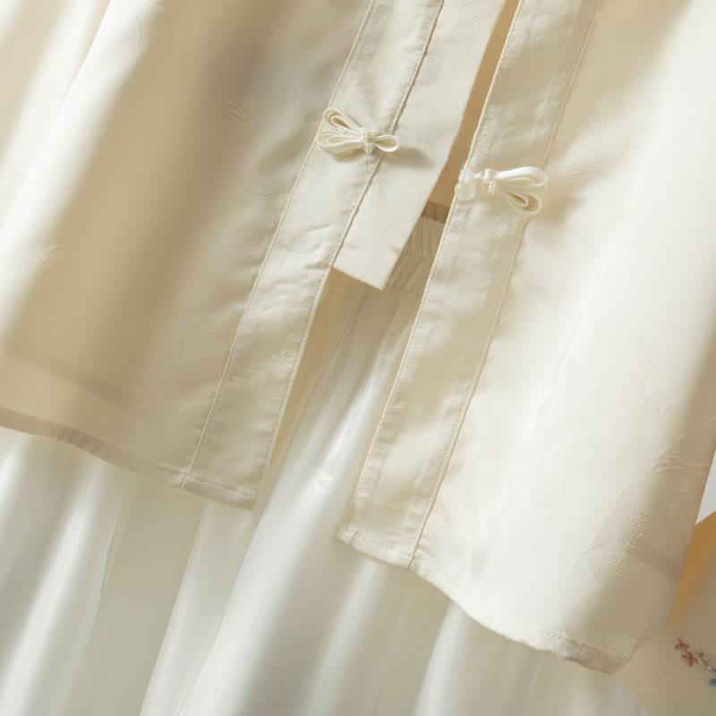 Damenjacke mit Buddha Stones , Herbstblumenstickerei, Froschknopf-Design und langen Ärmeln - image 6