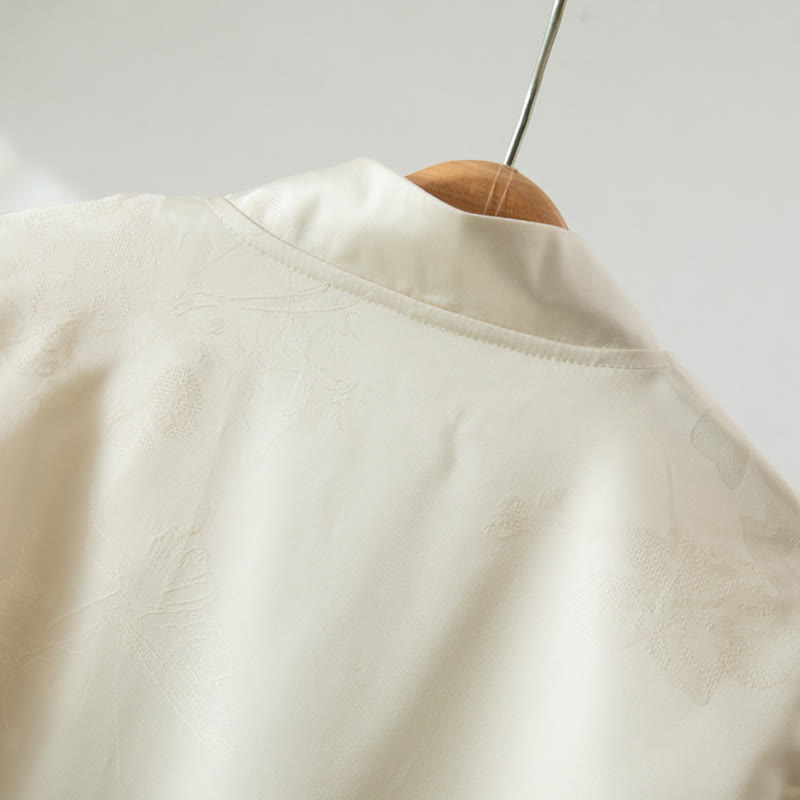 Damenjacke mit Buddha Stones , Herbstblumenstickerei, Froschknopf-Design und langen Ärmeln - image 3