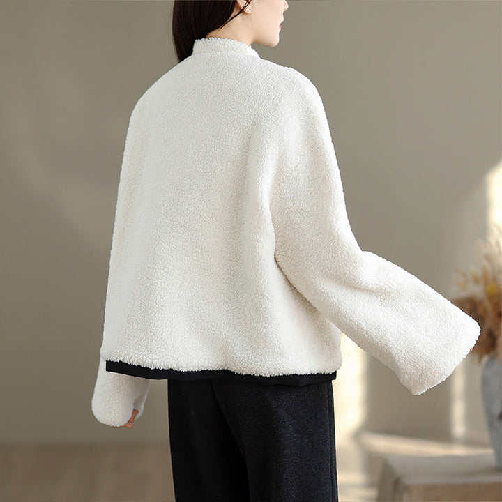 Buddha Stones, weiße Weidenblätter, Froschknopfleiste, langärmelige Thermojacke für Damen - image 2