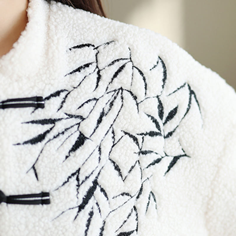 Buddha Stones, weiße Weidenblätter, Froschknopfleiste, langärmelige Thermojacke für Damen - image 8