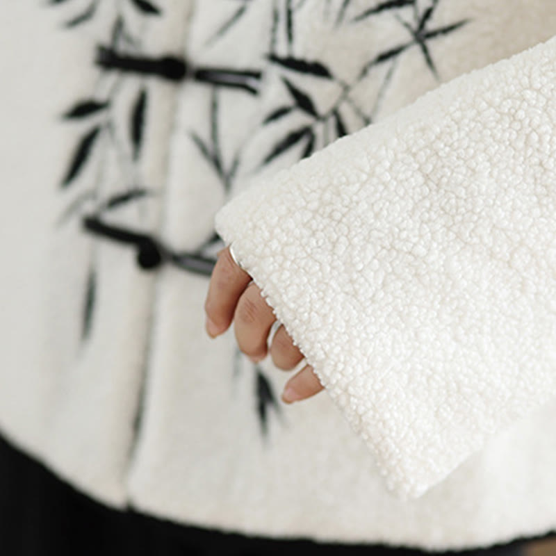 Buddha Stones, weiße Weidenblätter, Froschknopfleiste, langärmelige Thermojacke für Damen - image 9