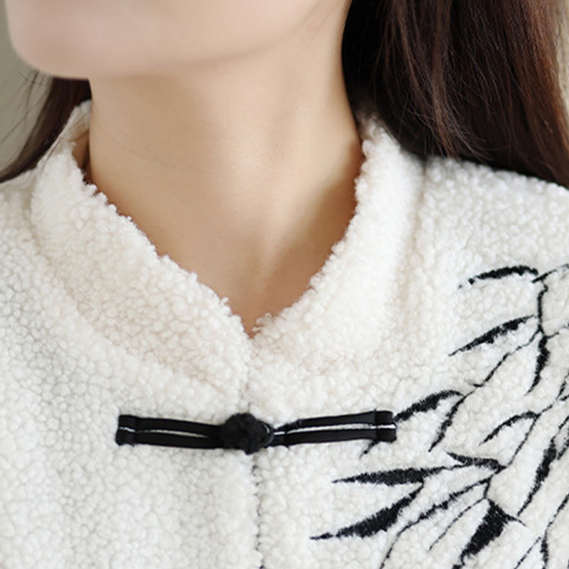 Buddha Stones, weiße Weidenblätter, Froschknopfleiste, langärmelige Thermojacke für Damen - image 7