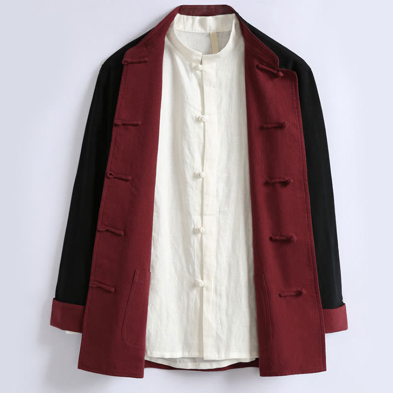 Buddha Stones Frühlings-Wendejacke aus chinesischer Baumwolle mit Froschknopfverschluss für Herren, langärmlig - image 5