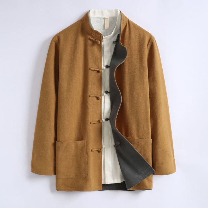 Buddha Stones Frühlings-Wendejacke aus chinesischer Baumwolle mit Froschknopfverschluss für Herren, langärmlig - image 1