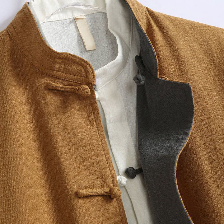 Buddha Stones Frühlings-Wendejacke aus chinesischer Baumwolle mit Froschknopfverschluss für Herren, langärmlig - image 2