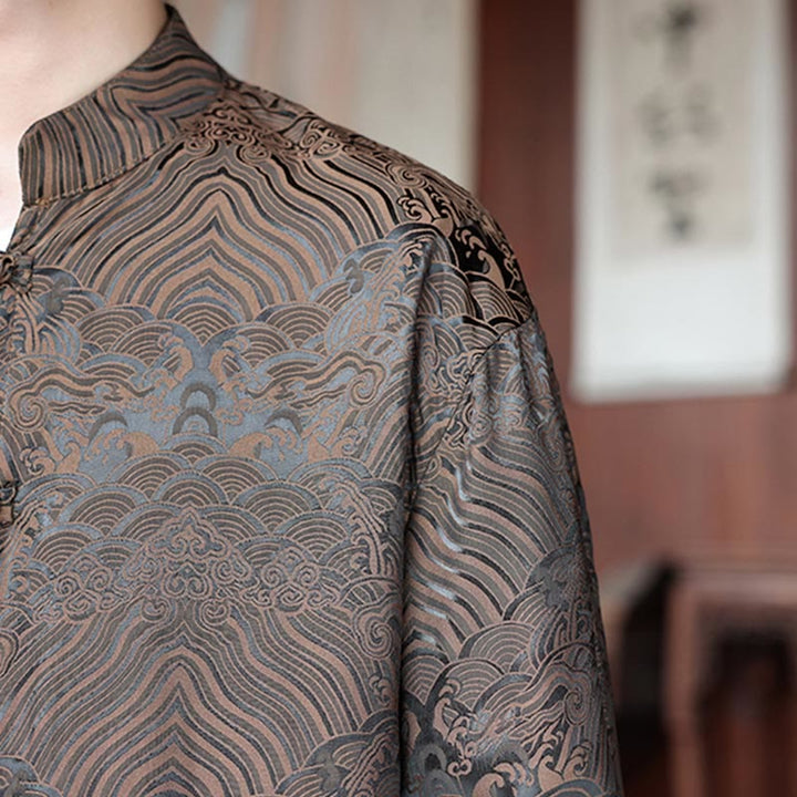 Buddha Stones, Herbstblumenblätter, Jacquard-Jacquardjacke mit Froschknopfleiste, langen Ärmeln und Taschen - image 10