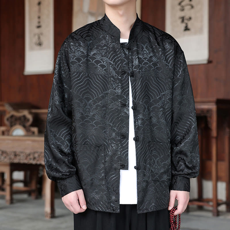 Buddha Stones, Herbstblumenblätter, Jacquard-Jacquardjacke mit Froschknopfleiste, langen Ärmeln und Taschen - image 14