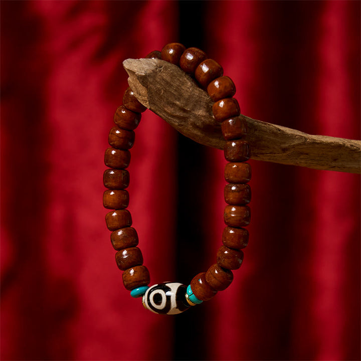 Buddha Stones, Knochenperlen, Vajra, dreiäugiges Dzi-Perlen-Glücksarmband - Knochenperlen & dreiaugige Dzi-Perle (Handgelenkumfang: 15 cm-16 cm) - image 7