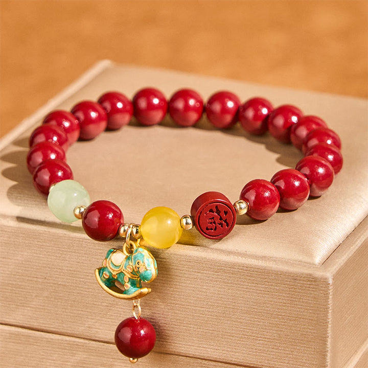 Buddha Stones Armband aus natürlichem Zinnober-Rot-Achat – Symbol für Ruhe und Selbstvertrauen, Jahr des Pferdes - image 2
