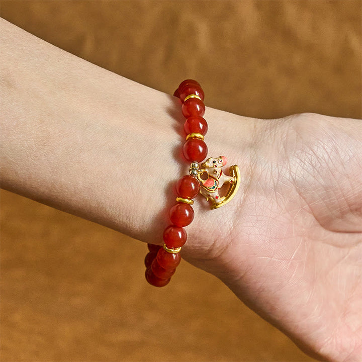 Buddha Stones Armband aus natürlichem Zinnober-Rot-Achat – Symbol für Ruhe und Selbstvertrauen, Jahr des Pferdes - image 11