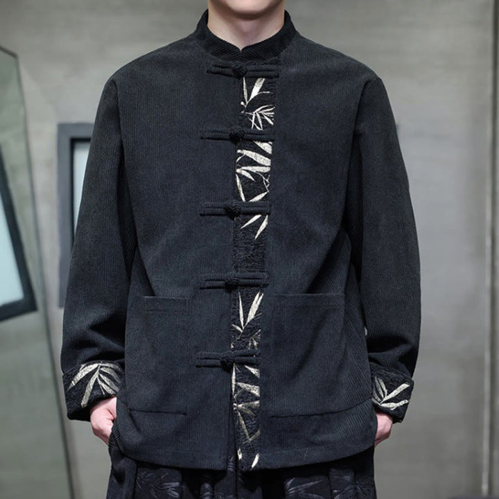 Buddha Stones Herbst Bambus Froschknopf Langarm Herren Cord-Baumwolljacke mit Taschen - image 10