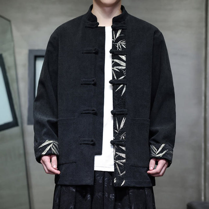 Buddha Stones Herbst Bambus Froschknopf Langarm Herren Cord-Baumwolljacke mit Taschen - image 11