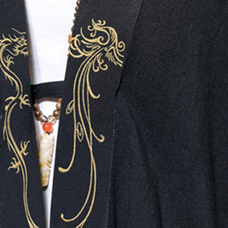 Buddha Stones, Drache, Phönix, offene Langarmjacke, Herren-Baumwollkimono - image 6