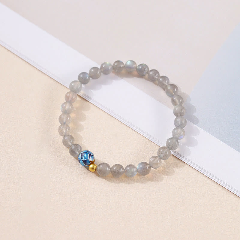 Buddha Stones Natürlicher Mondstein Lotus Love Charming Armband - image 1