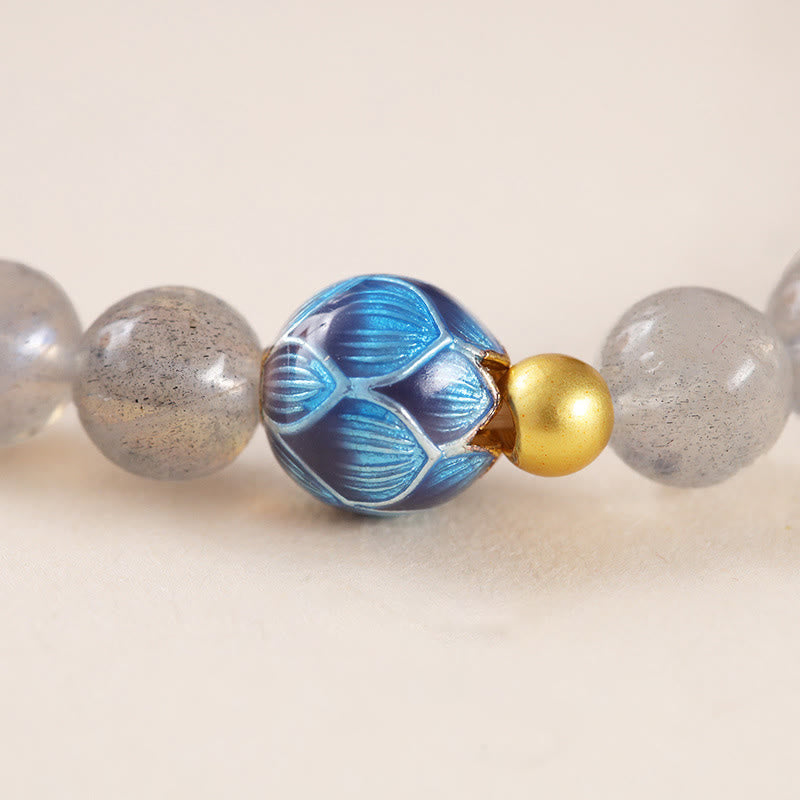 Buddha Stones Natürlicher Mondstein Lotus Love Charming Armband - image 9