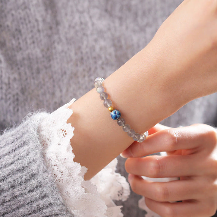 Buddha Stones Natürlicher Mondstein Lotus Love Charming Armband - image 4