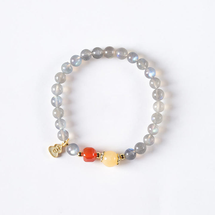 Buddha Stones Natürlicher Mondstein Lotus Love Charming Armband - image 12