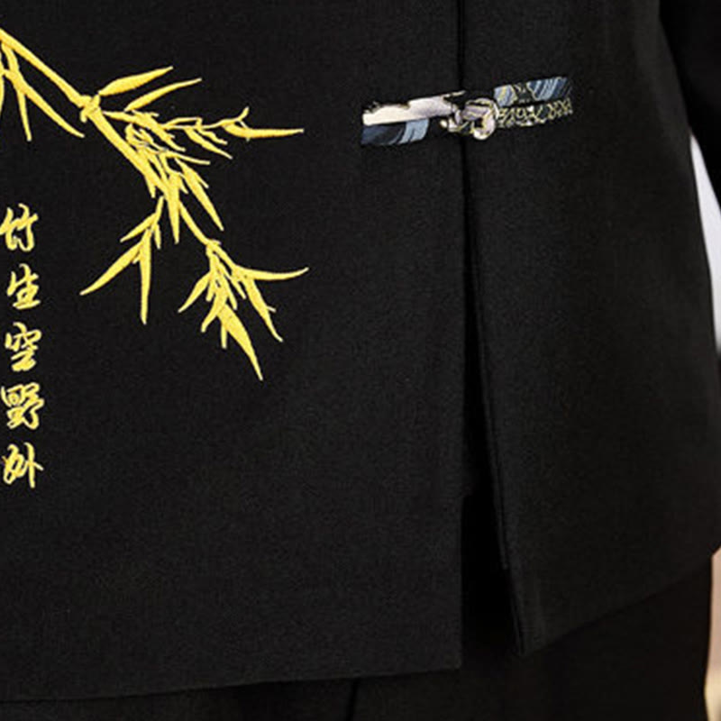 Buddha Stones 2-teiliges Tang-Anzug-Set mit Bambus-Knopfleiste, bestehend aus langärmligem Hemd und Hose. - image 6