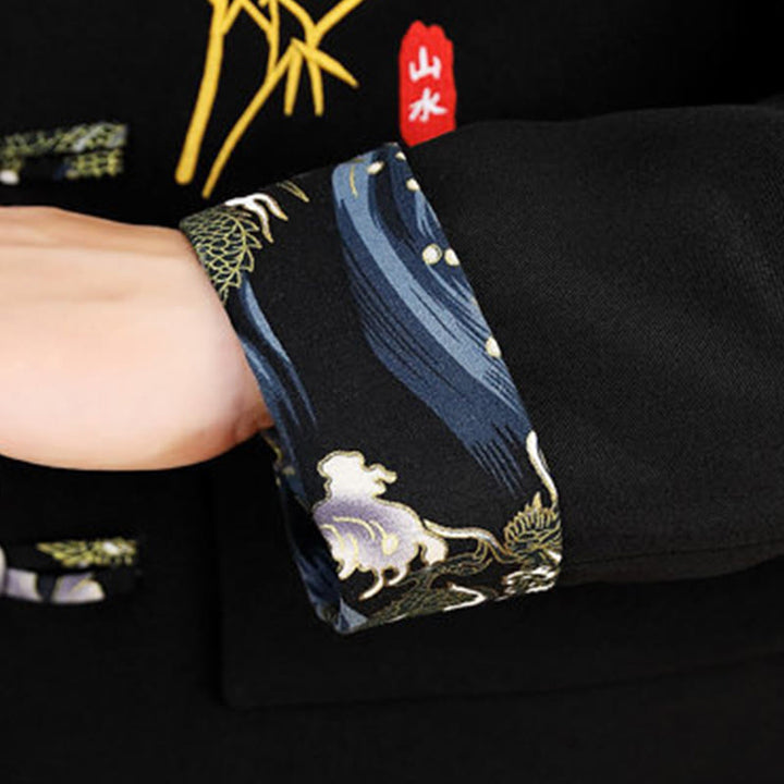 Buddha Stones 2-teiliges Tang-Anzug-Set mit Bambus-Knopfleiste, bestehend aus langärmligem Hemd und Hose. - image 8