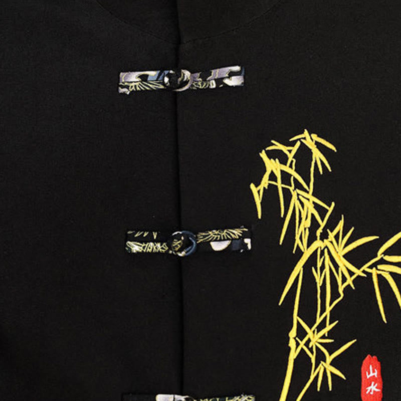 Buddha Stones 2-teiliges Tang-Anzug-Set mit Bambus-Knopfleiste, bestehend aus langärmligem Hemd und Hose. - image 5