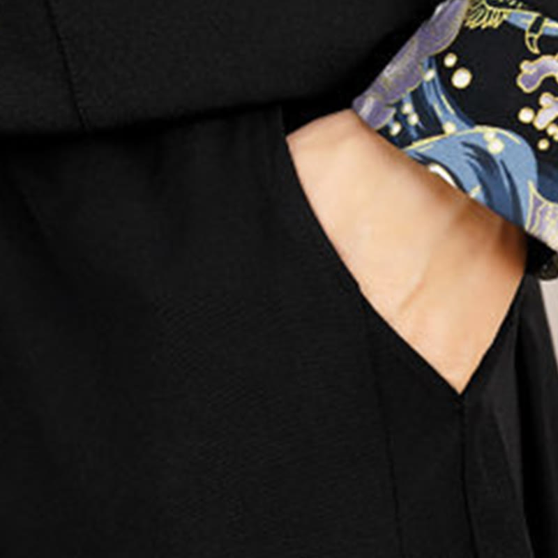 Buddha Stones 2-teiliges Tang-Anzug-Set mit Froschknopfleiste für Herren, bestehend aus Langarmhemd und Hose mit Wellenmuster - image 21