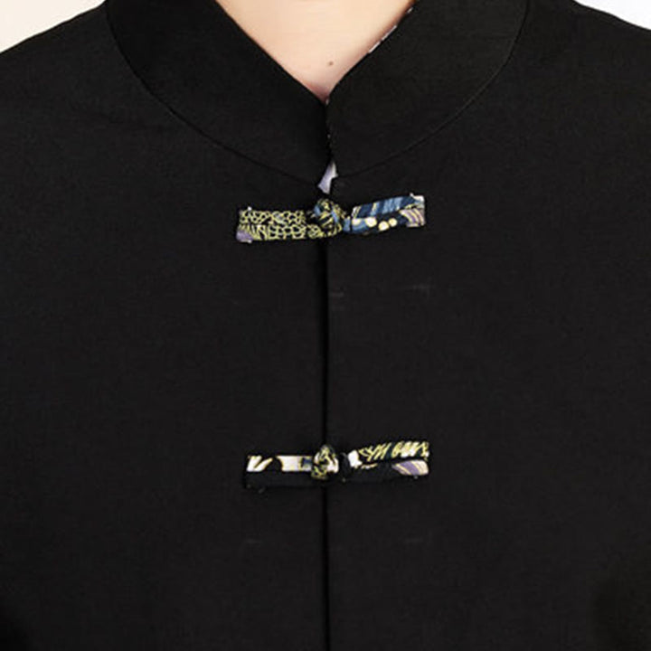 Buddha Stones 2-teiliges Tang-Anzug-Set mit Froschknopfleiste für Herren, bestehend aus Langarmhemd und Hose mit Wellenmuster - image 16