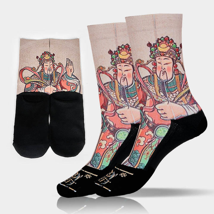 Buddha Stones Casual God Of Wealth Ruyi Handle Micro Crew Herren Damen Unisex Socken - Leinen - ML (US 7,5–12, EU 40–45, UK/AU 7–11,5, AISA 25,5–28,5 cm) - image 10