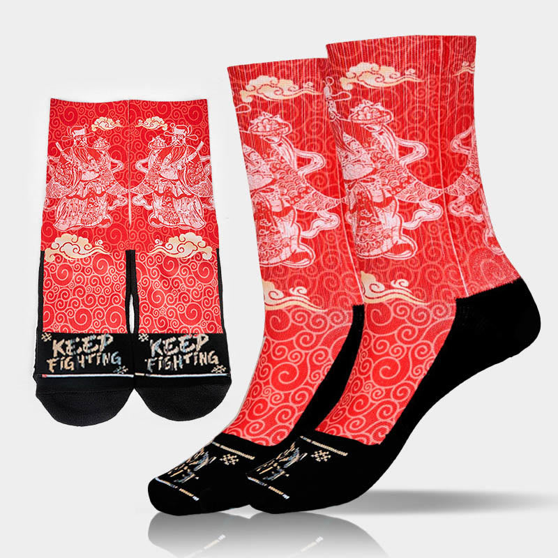 Buddha Stones Casual Gott des Reichtums Auspicious Clouds Micro Crew Herren Damen Unisex Socken - Rot - ML (US 7,5–12, EU 40–45, UK/AU 7–11,5, AISA 25,5–28,5 cm) - image 10