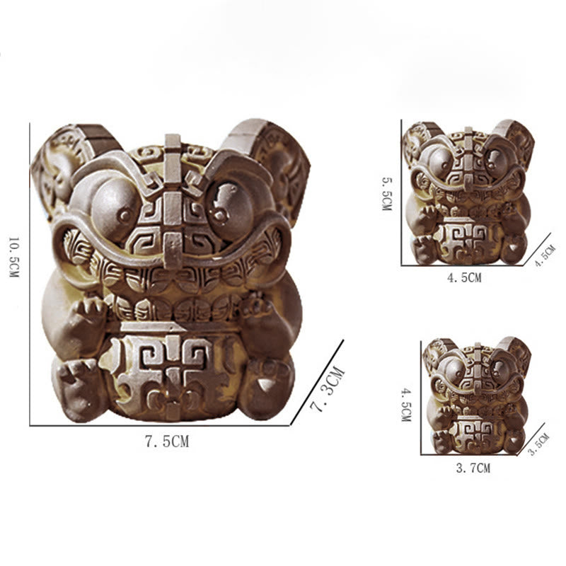 Buddha Stones aus handgefertigtem Gold, die ein Ungeheuer verschlingt – Eisenpulver-Rostguss-Harz-Statue – Heimdekoration - image 16