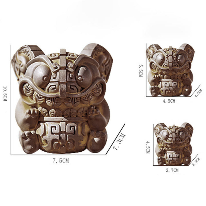 Buddha Stones aus handgefertigtem Gold, die ein Ungeheuer verschlingt – Eisenpulver-Rostguss-Harz-Statue – Heimdekoration - image 16