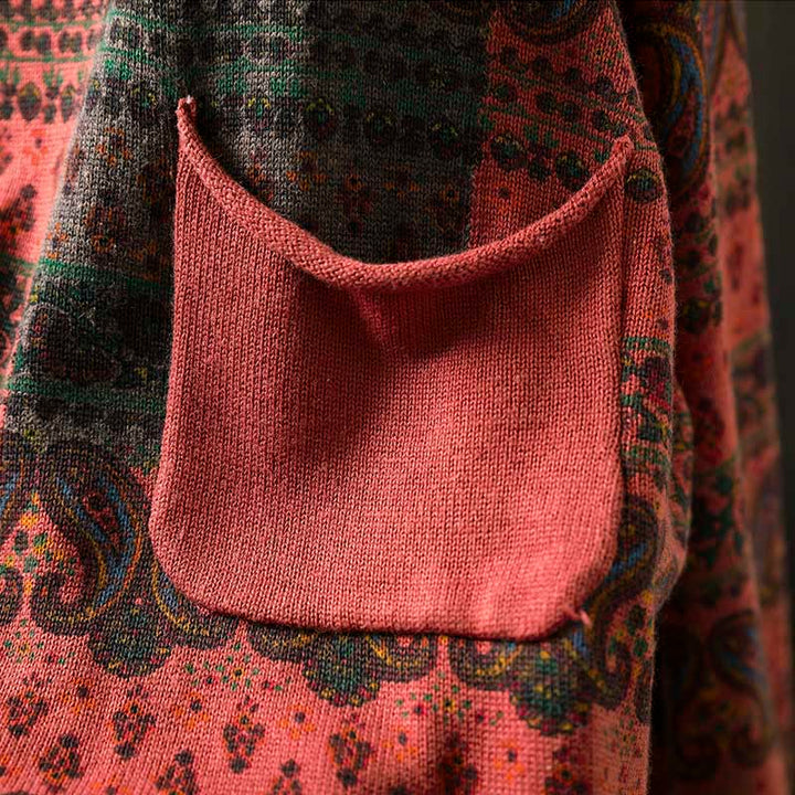 Buddha Stones ​​Herbstpflanzen-Blumenmuster Rundhalsausschnitt Langarm Damen Baumwollpullover mit Tasche - image 7