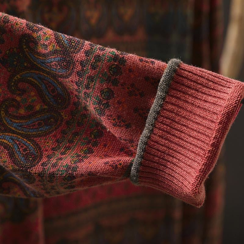 Buddha Stones ​​Herbstpflanzen-Blumenmuster Rundhalsausschnitt Langarm Damen Baumwollpullover mit Tasche - image 10