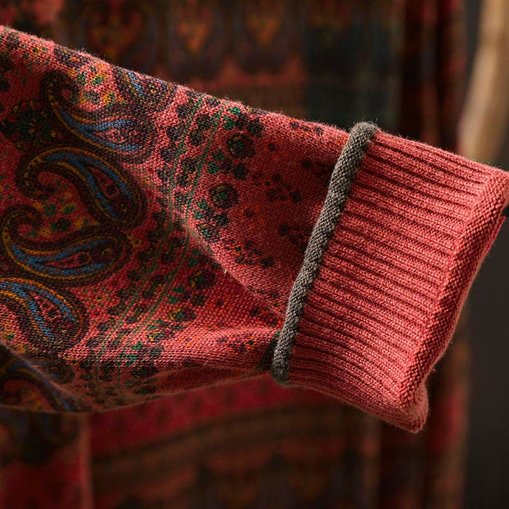 Buddha Stones ​​Herbstpflanzen-Blumenmuster Rundhalsausschnitt Langarm Damen Baumwollpullover mit Tasche - image 10