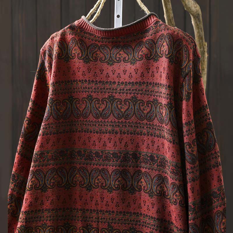 Buddha Stones ​​Herbstpflanzen-Blumenmuster Rundhalsausschnitt Langarm Damen Baumwollpullover mit Tasche - image 5