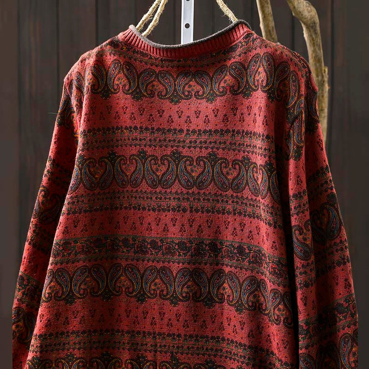 Buddha Stones ​​Herbstpflanzen-Blumenmuster Rundhalsausschnitt Langarm Damen Baumwollpullover mit Tasche - image 5
