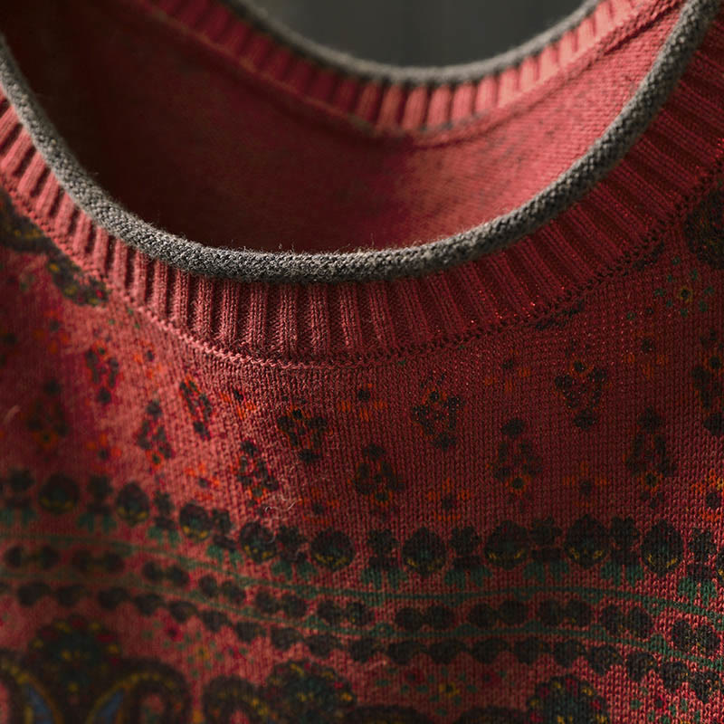 Buddha Stones ​​Herbstpflanzen-Blumenmuster Rundhalsausschnitt Langarm Damen Baumwollpullover mit Tasche - image 6