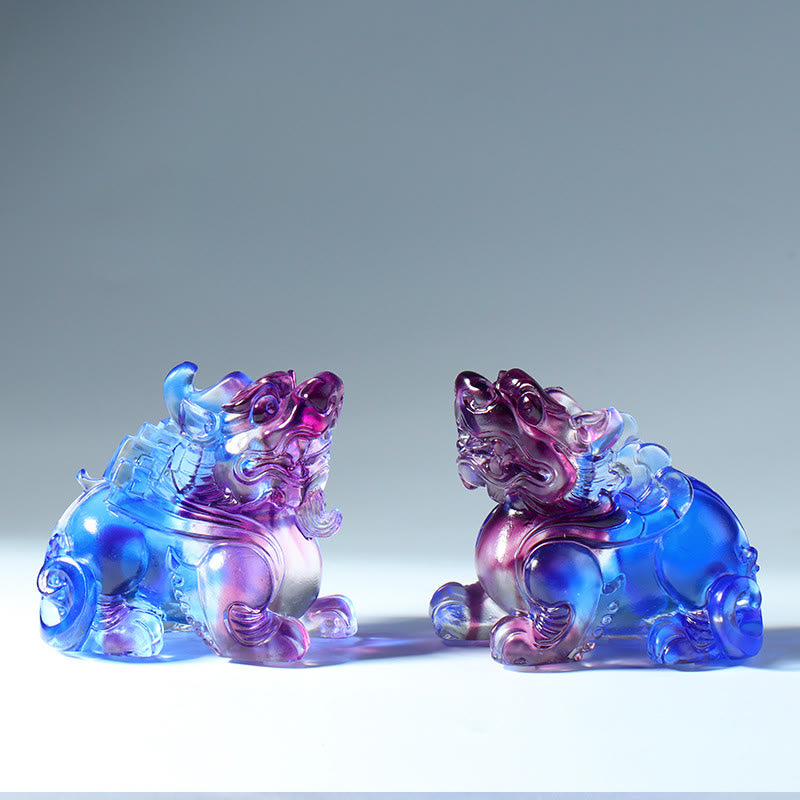 Buddha Stones, Liuli-Kristall, Pixiu – Glücksbringer für Zuhause - Ein Paar Blau (männlich und weiblich) - image 7