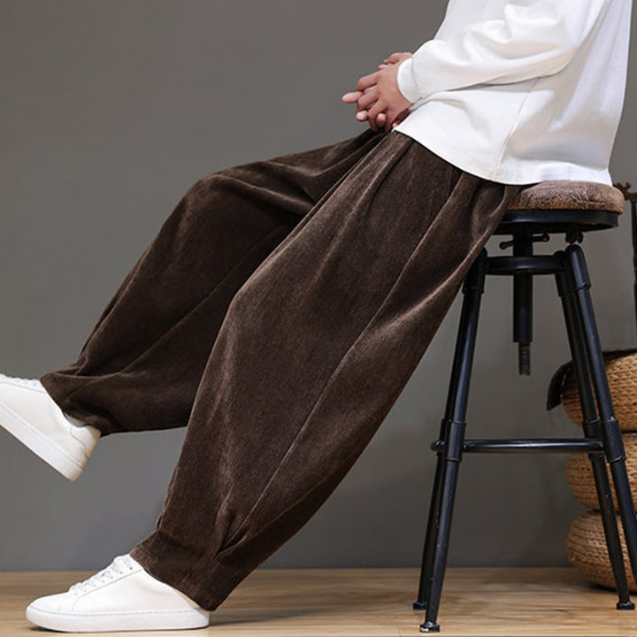 Buddha Stones Winter Reine Farbe Baumwolle Herren Haremshose Verdickt Fleecegefüttert Mit Taschen - image 23