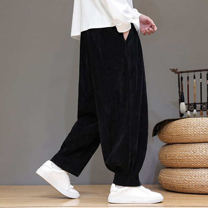 Buddha Stones Winter Reine Farbe Baumwolle Herren Haremshose Verdickt Fleecegefüttert Mit Taschen - image 13