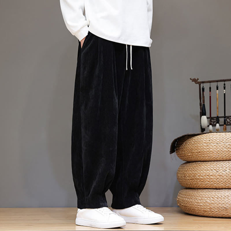 Buddha Stones Winter Reine Farbe Baumwolle Herren Haremshose Verdickt Fleecegefüttert Mit Taschen - Schwarz - US/ UK/AU46, EU56 (5XL) - image 8