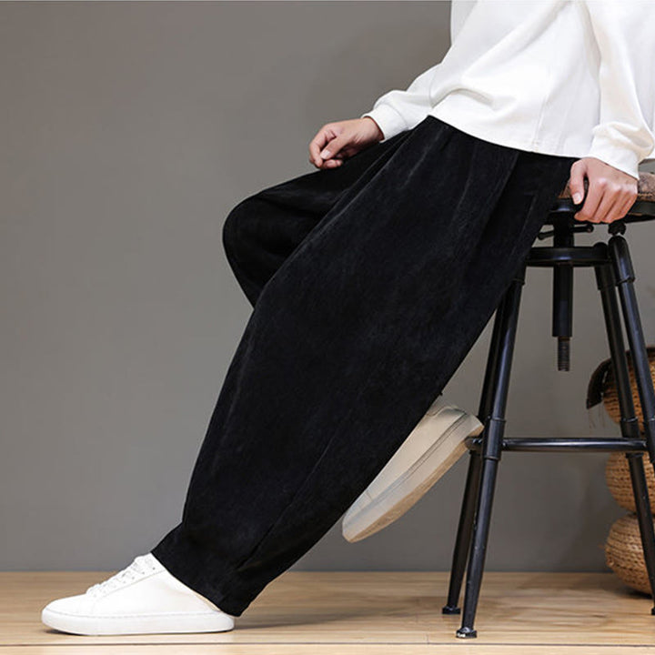 Buddha Stones Winter Reine Farbe Baumwolle Herren Haremshose Verdickt Fleecegefüttert Mit Taschen - image 15