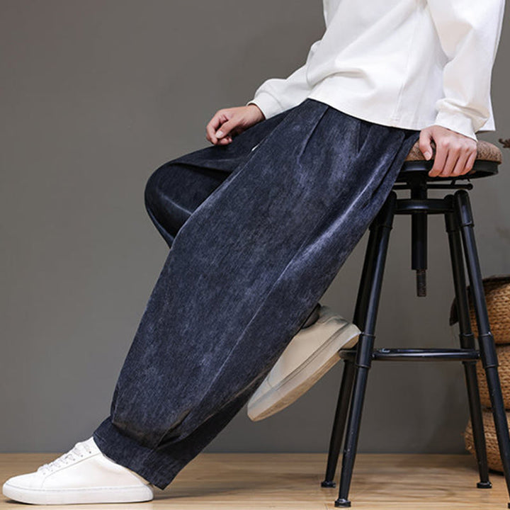 Buddha Stones Winter Reine Farbe Baumwolle Herren Haremshose Verdickt Fleecegefüttert Mit Taschen - image 7