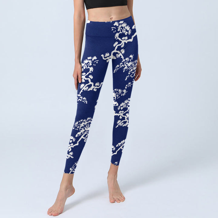 Leggings mit Buddha Stones und Kiefernbaum-Silhouette-Muster, Damen-Yogahose - image 5