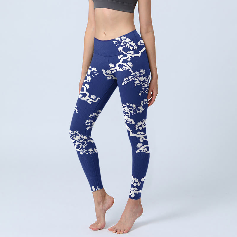 Leggings mit Buddha Stones und Kiefernbaum-Silhouette-Muster, Damen-Yogahose - Marine - US18, UK/AU22, EU50 (4XL) - image 0