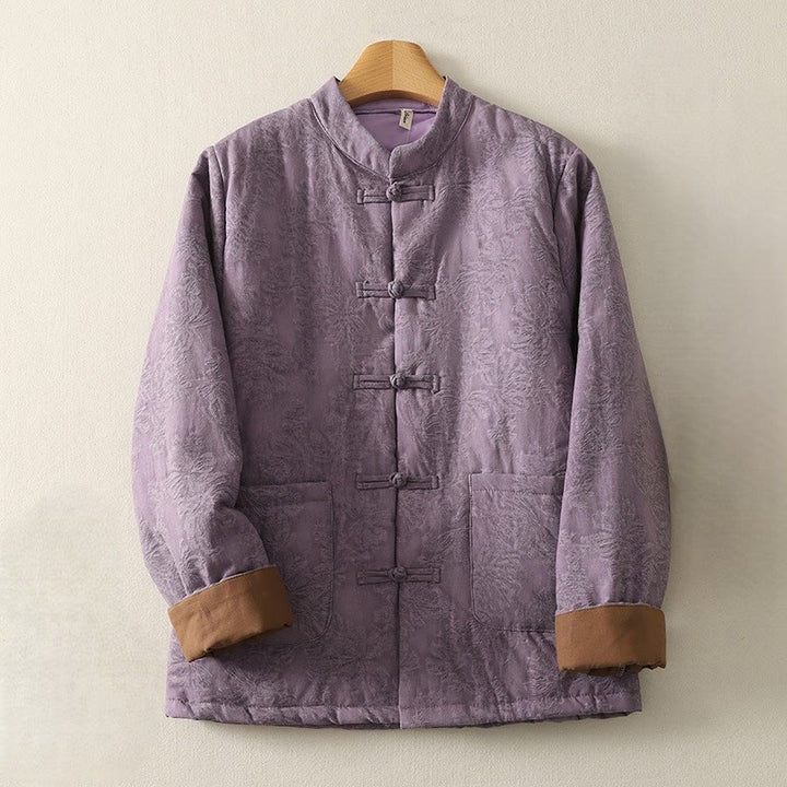 Buddha Stones Damen-Baumwolljacke mit Taschen und einfarbigem Froschknopf-Design, langärmlig - Mittelgroße Orchidee - US 8-10, UK/AU 12-14, EU 40-42 (XL) - image 0