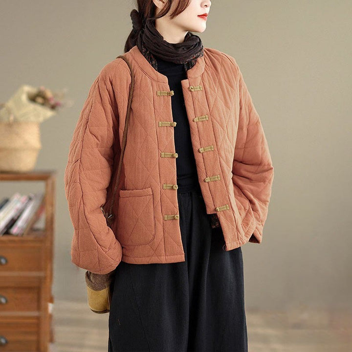 Buddha Stones Damen-Tai-Chi-Zen-Jacke mit langen Ärmeln, einfarbig, wattiert, mit Taschen - Koralle - US14, UK/AU18, EU46 (2XL) - image 0